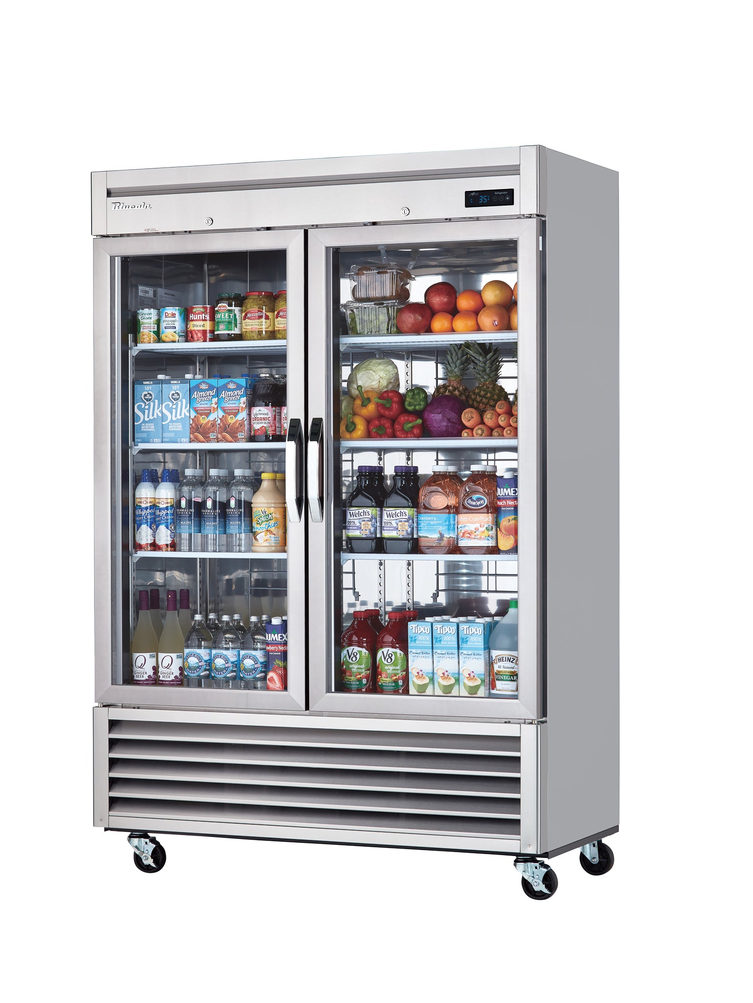 Blue Air - BSR49G-HC, 2 Glass Doors Stainless Refrigerator, Bottom-Mount Compressor, R-290 Refrigerant