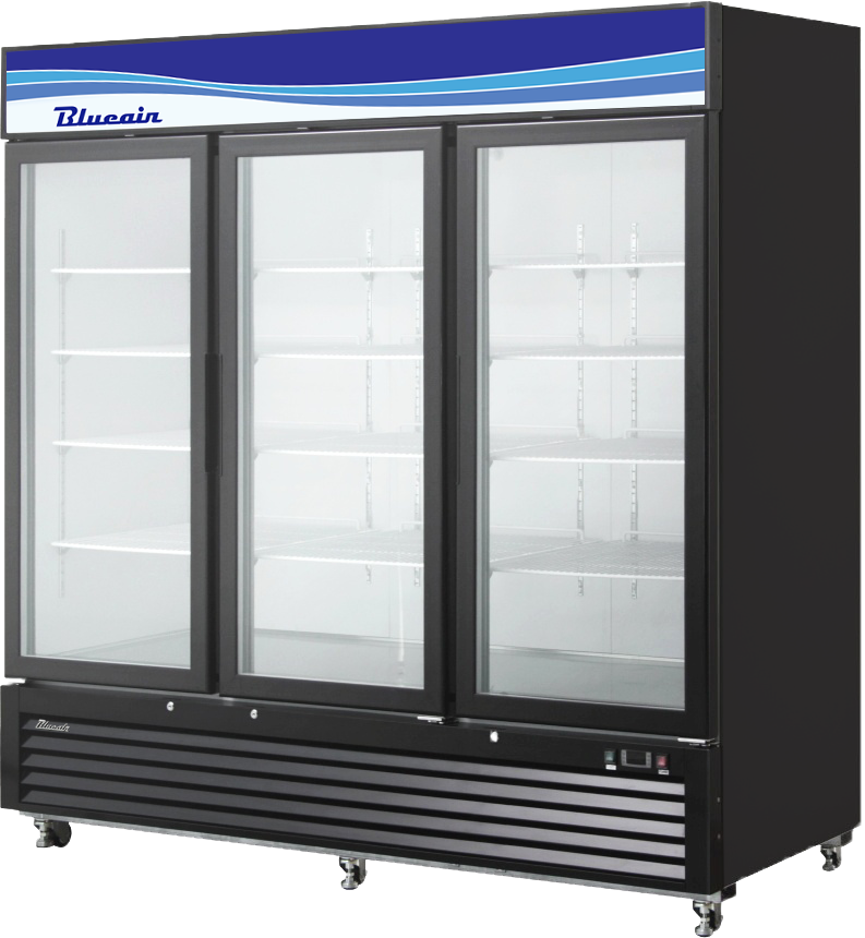 Blue Air - BKGM72B-HC, 72 CuFt. 3 Glass Doors Refrigerator (Swing), R-290 Refrigerant