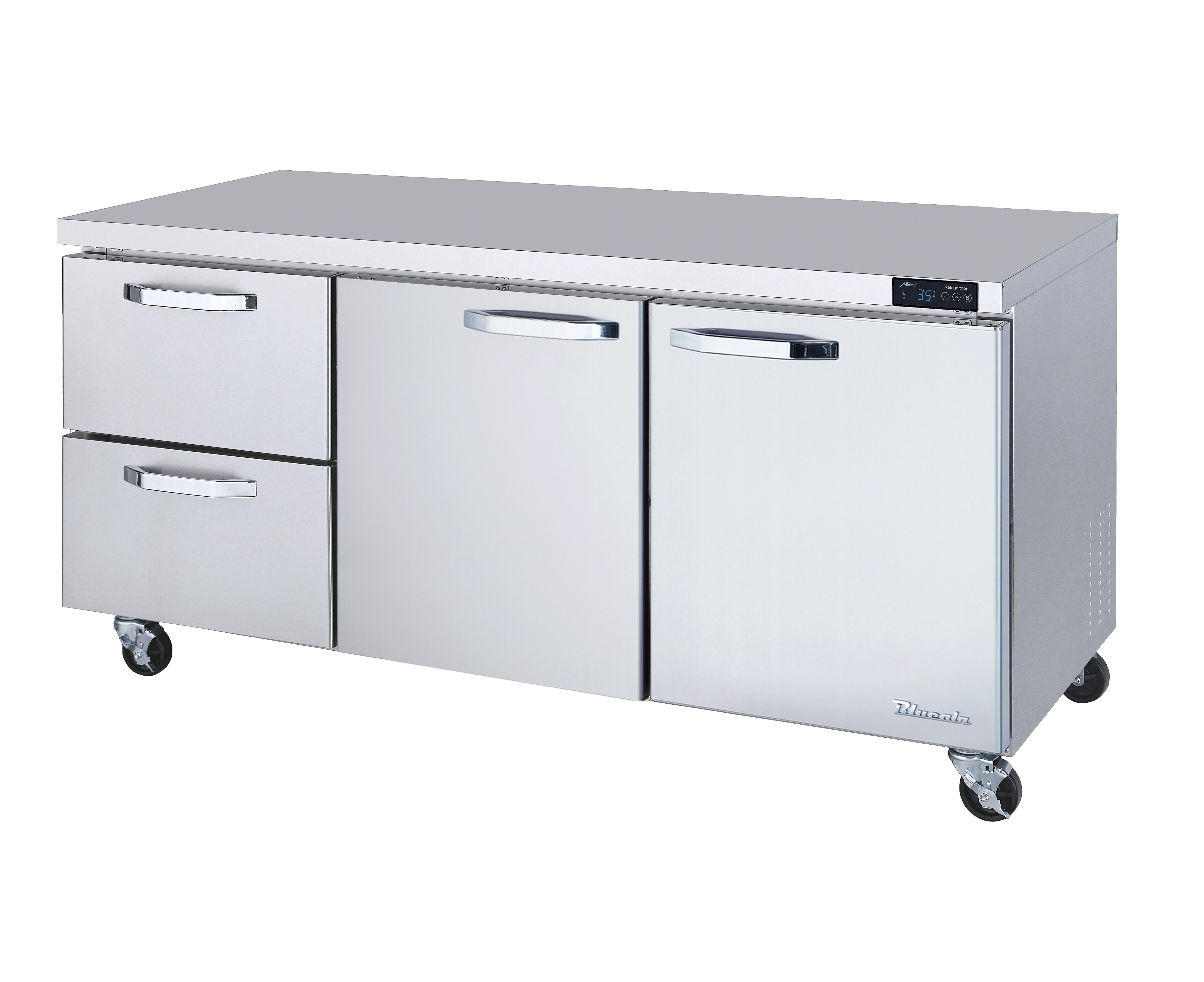 Blue Air - BLUR72-D2L-HC, 2 Drawers 2 Doors (M, R) All Stainless Undercounter Refrigerator - 72" wide, 20 cu/ft, R-290 Refrigerant