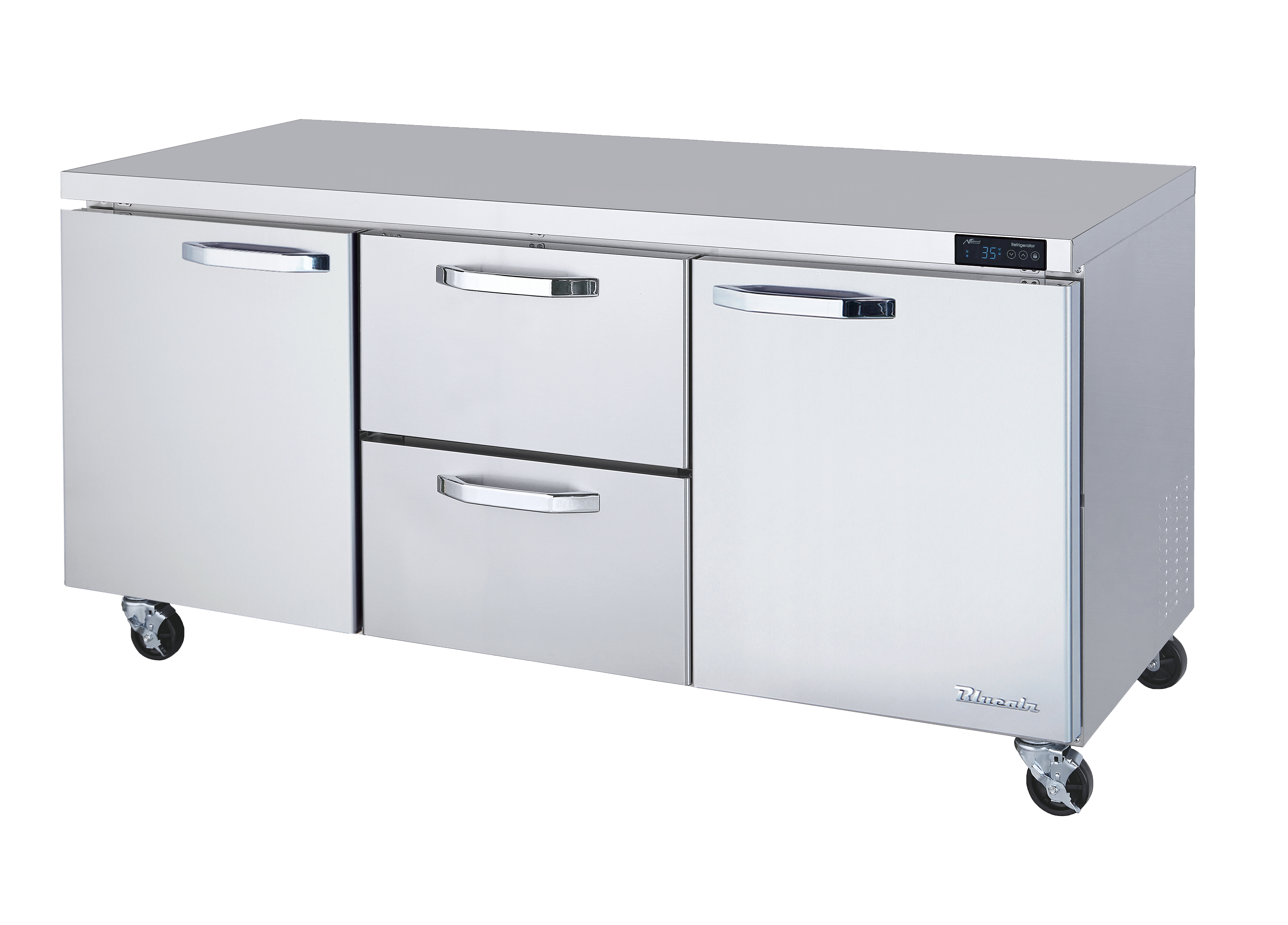 Blue Air - BLUR72-D2M-HC, 2 Drawers 2 Doors (L, R) All Stainless Undercounter Refrigerator - 72" wide, 20 cu/ft, R-290 Refrigerant