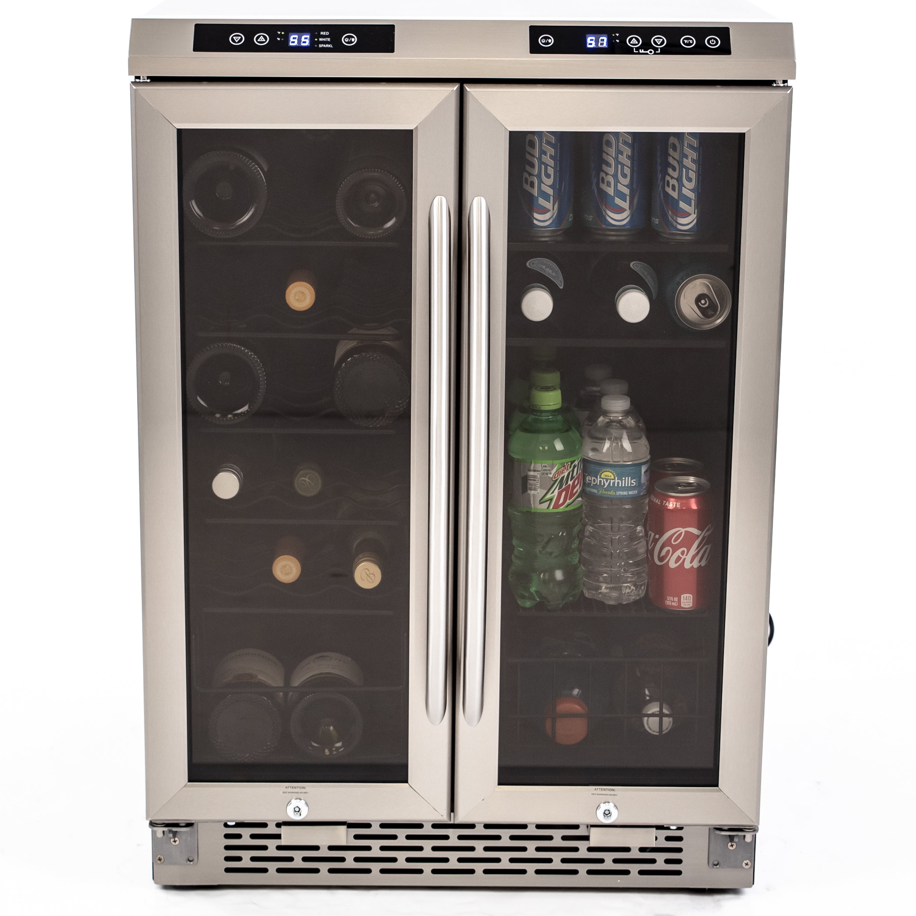 Avanti - WBV19DZ, Avanti Dual-Zone Wine and Beverage Center, 19 Bottle/66 Can Capacity, in Stainless Steel