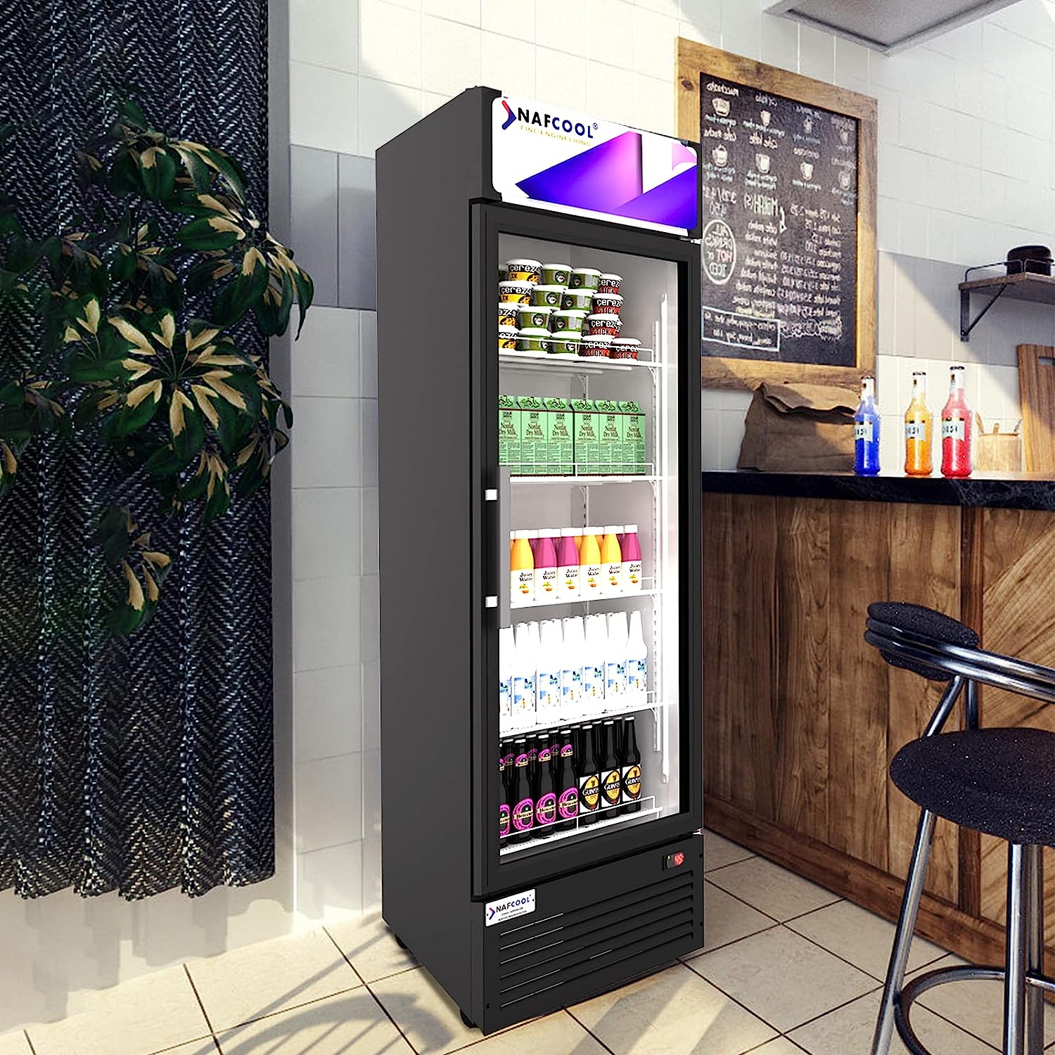 SDGR 25'' Black Swing Glass Door Merchandiser Refrigerator
