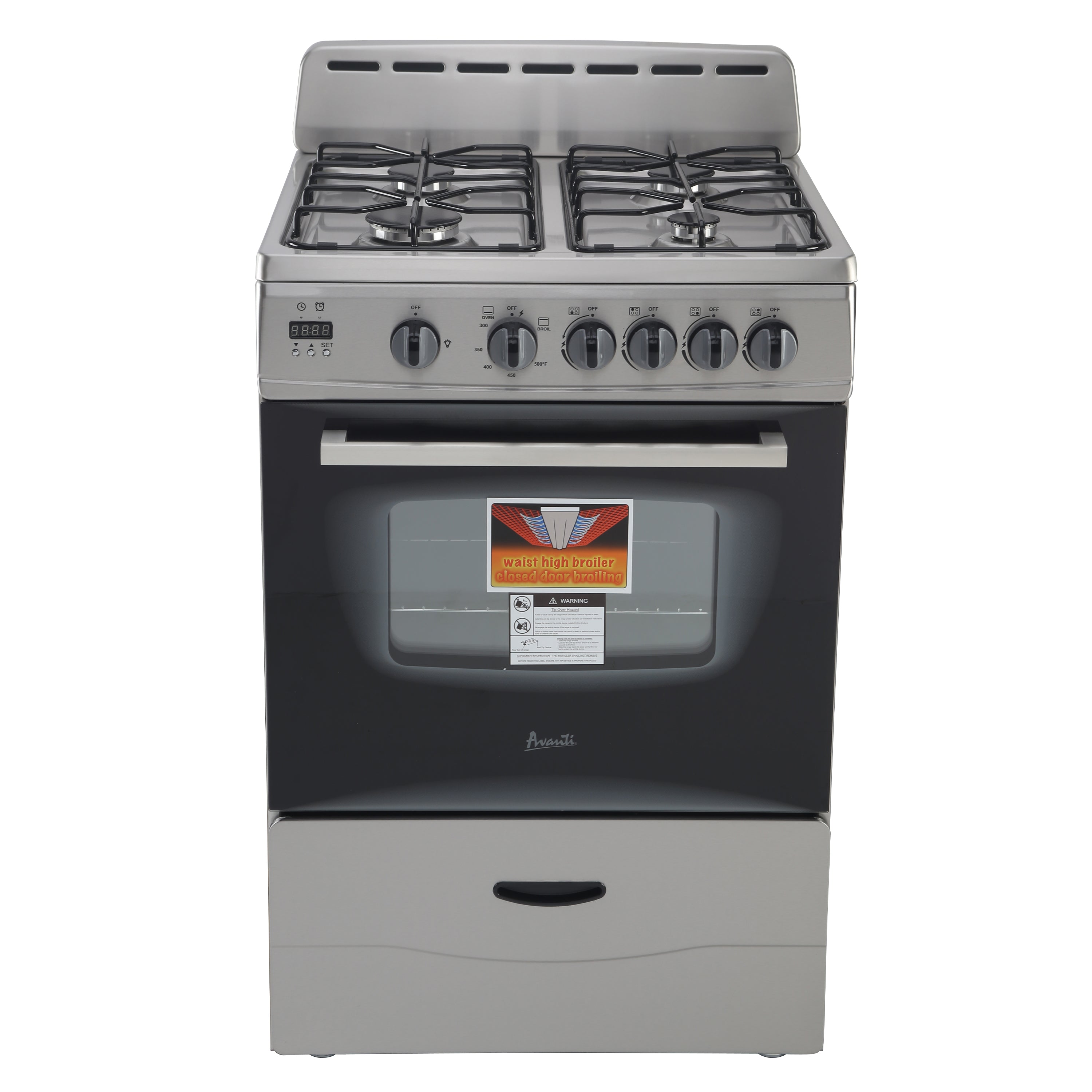 Avanti - GR2416CSS, Avanti 24" Compact Gas Range Oven, in Stainless Steel