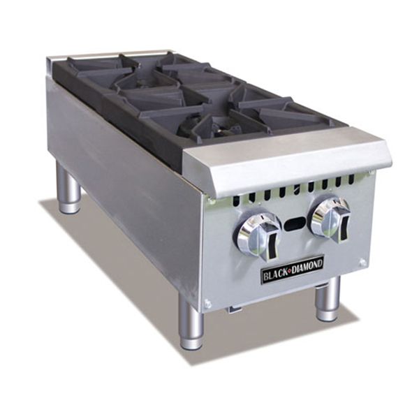 Black Diamond - BDCTH-12, Heavy Duty Gas Hotplate, 2 Burner, 50K Ng