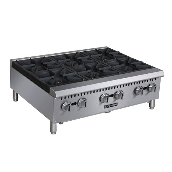 Black Diamond - BDCTH-36, Heavy Duty Gas Hotplate, 6 Burner, 150K Ng