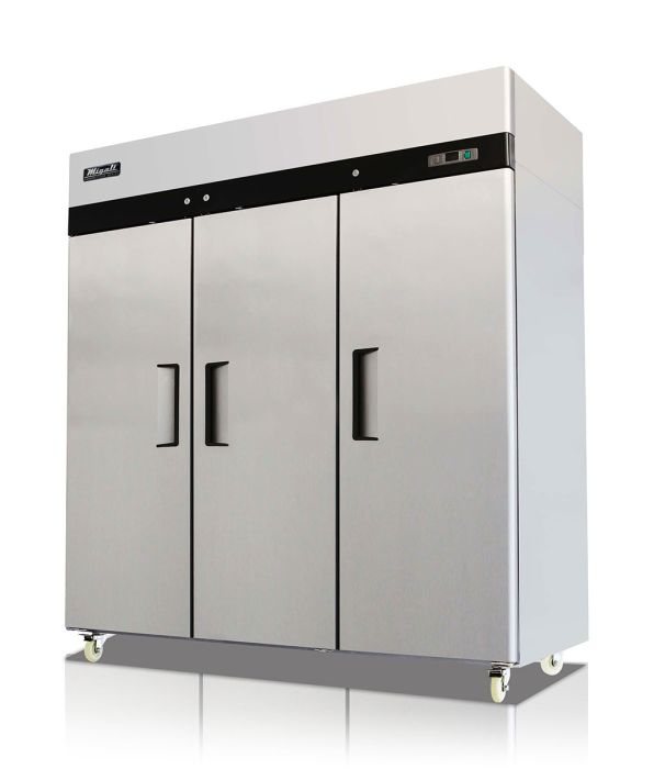 Migali - C-3F-HC, Commercial 77" 3 Solid Door Reach-In Freezer 72 cu. ft.