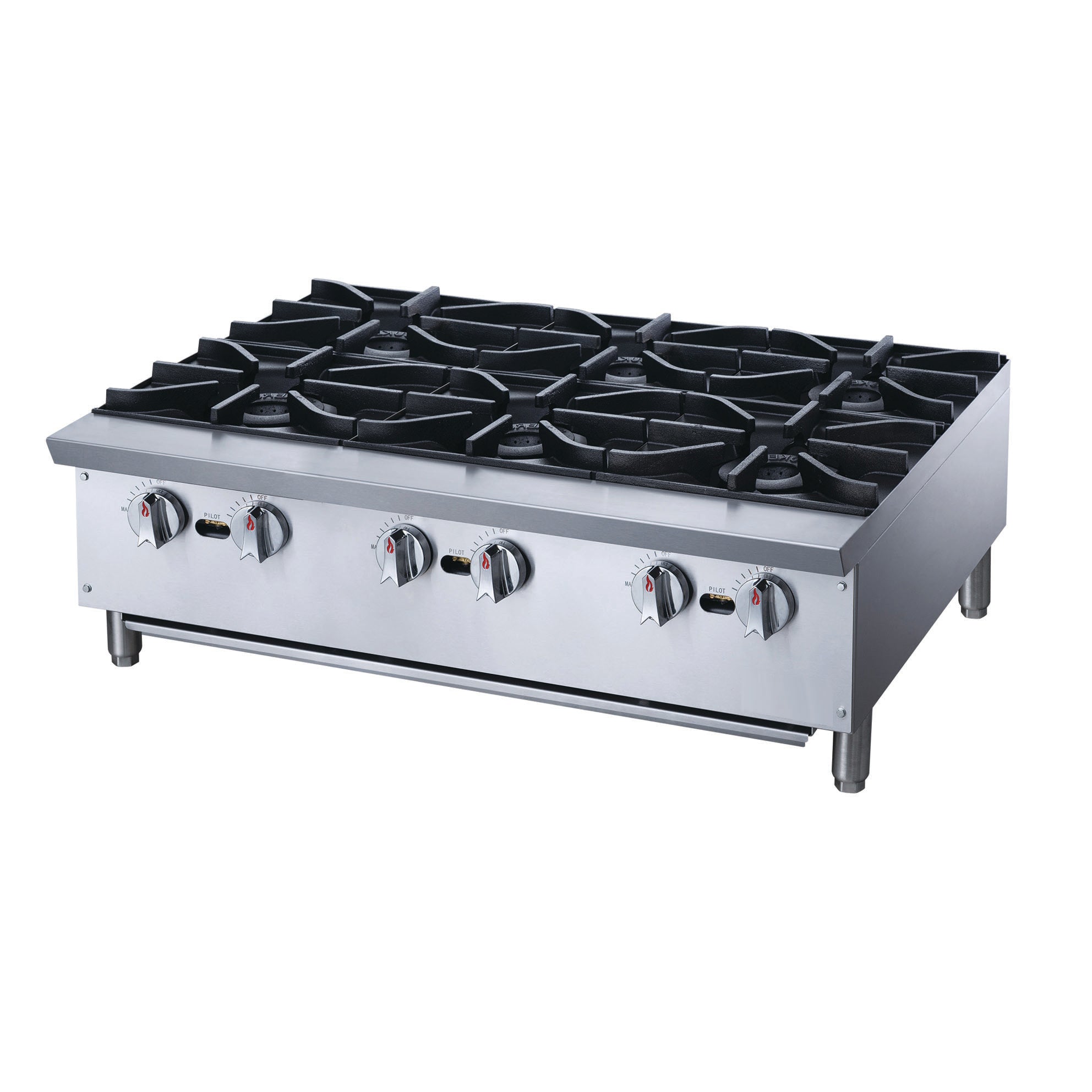 Chef AAA - TCHPA36, Commercial 36" Hot Plate with 6 Burners NG