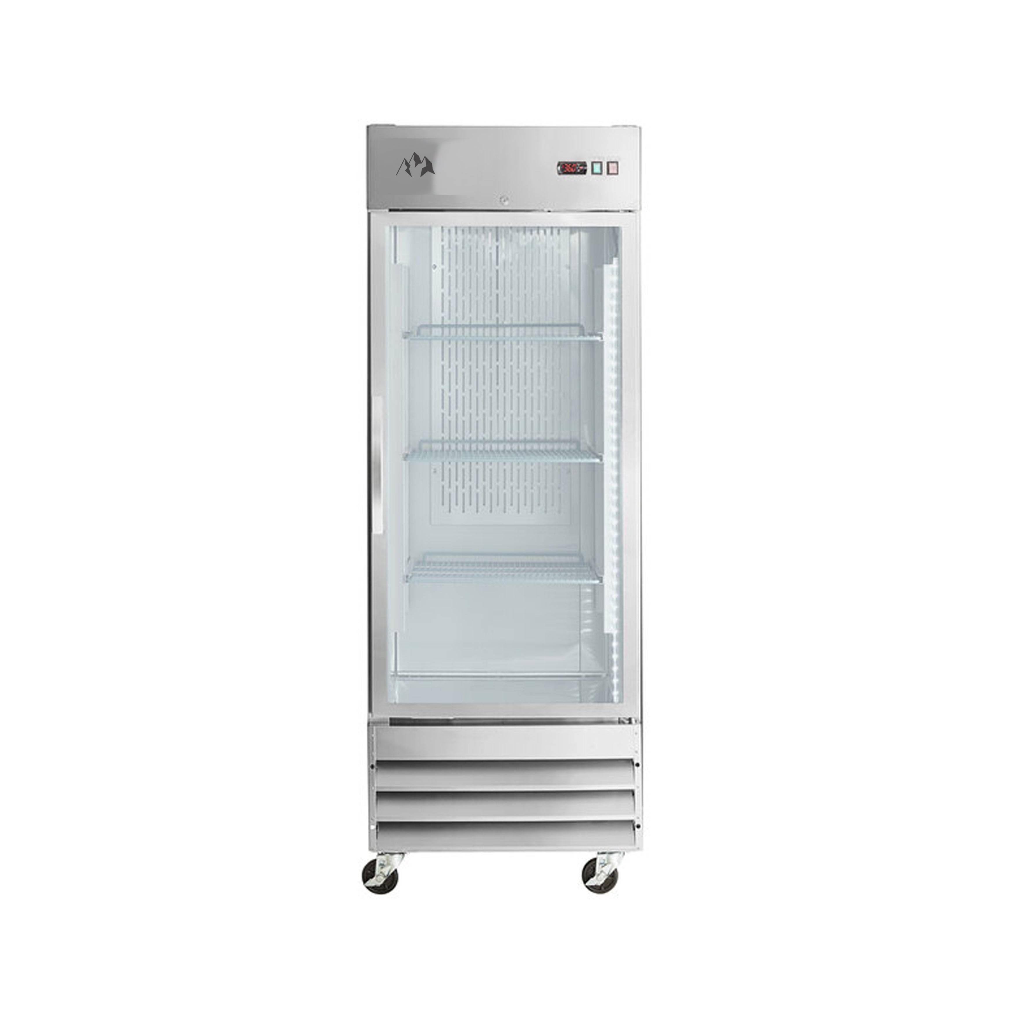 Chef AAA - SS-1R-G-HC, Commercial 29" Reach-In Refrigerator Stainless Steel Glass Door 23 cu.ft.