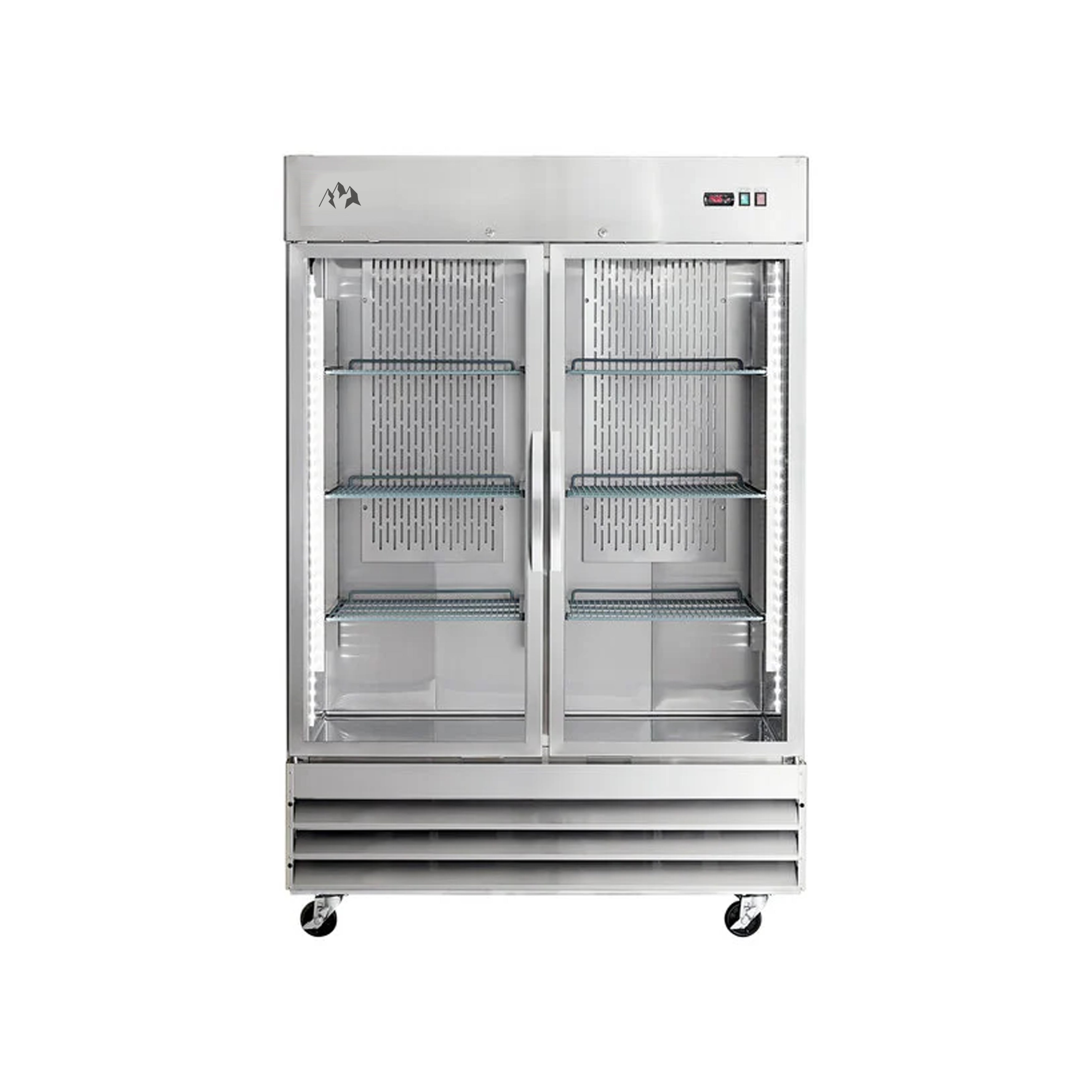 Chef AAA - SS-2R-G-HC, Commercial 54" Reach-In Refrigerator Stainless Steel Glass Door 47 cu.ft.