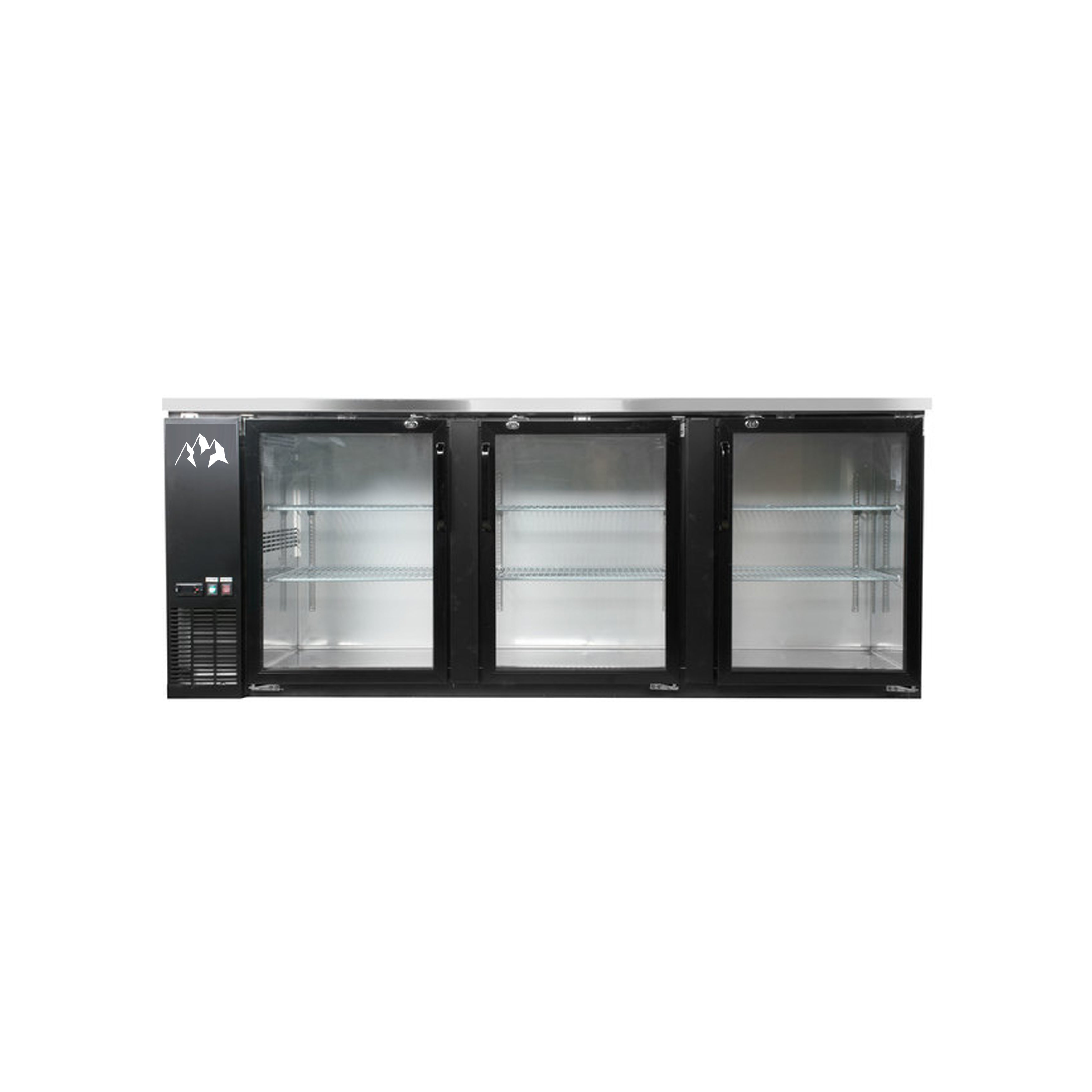 Chef AAA - UBB-4G-HC, Commercial 90" Glass Door Back Bar Refrigerator Black 32 cu.ft.