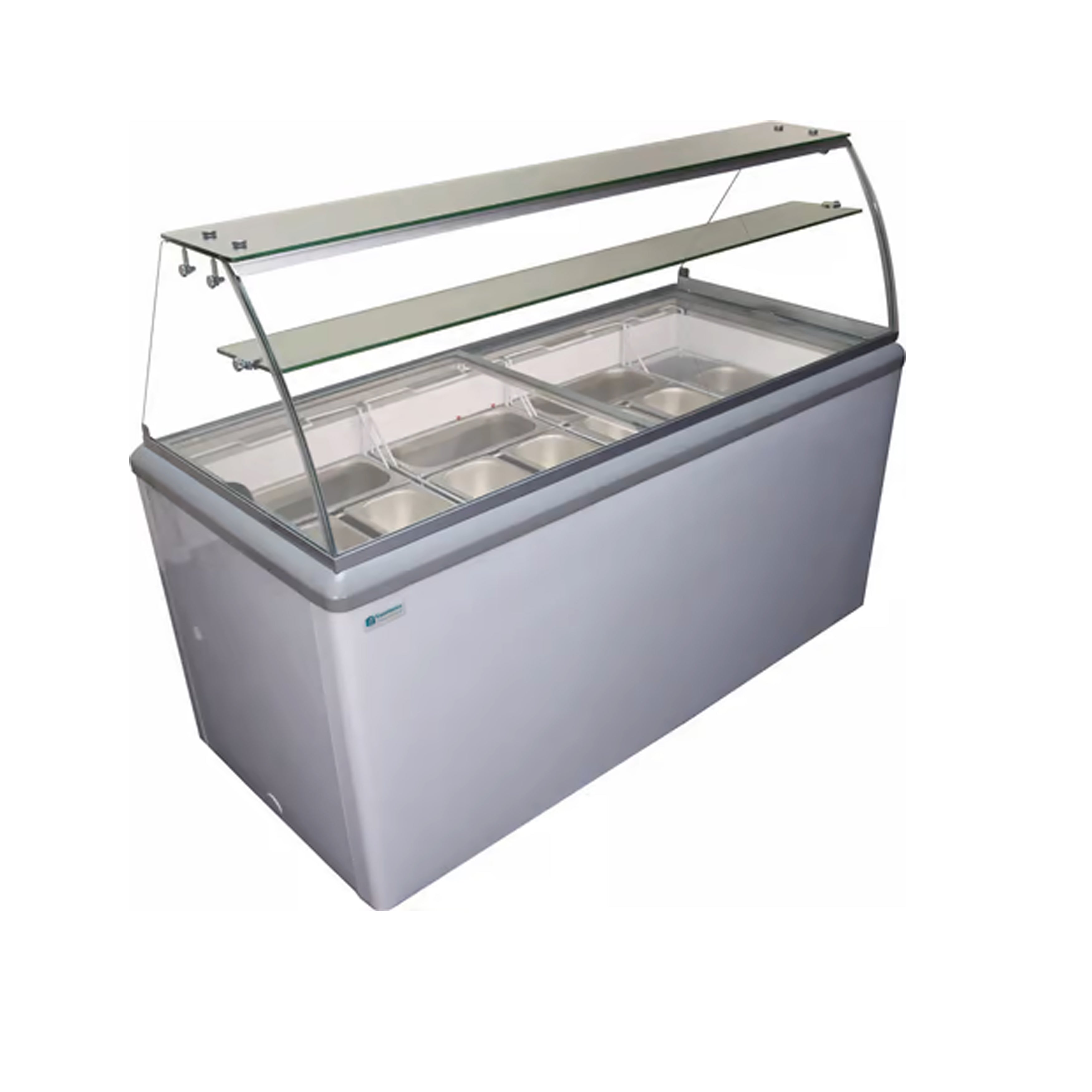 Excellence Industries - HBD-10HC, 59" Commercial Glass Door Ice Cream Dipping Cabinet Freezer (18) 3-Gallon Tubs 16.5 cu.ft.