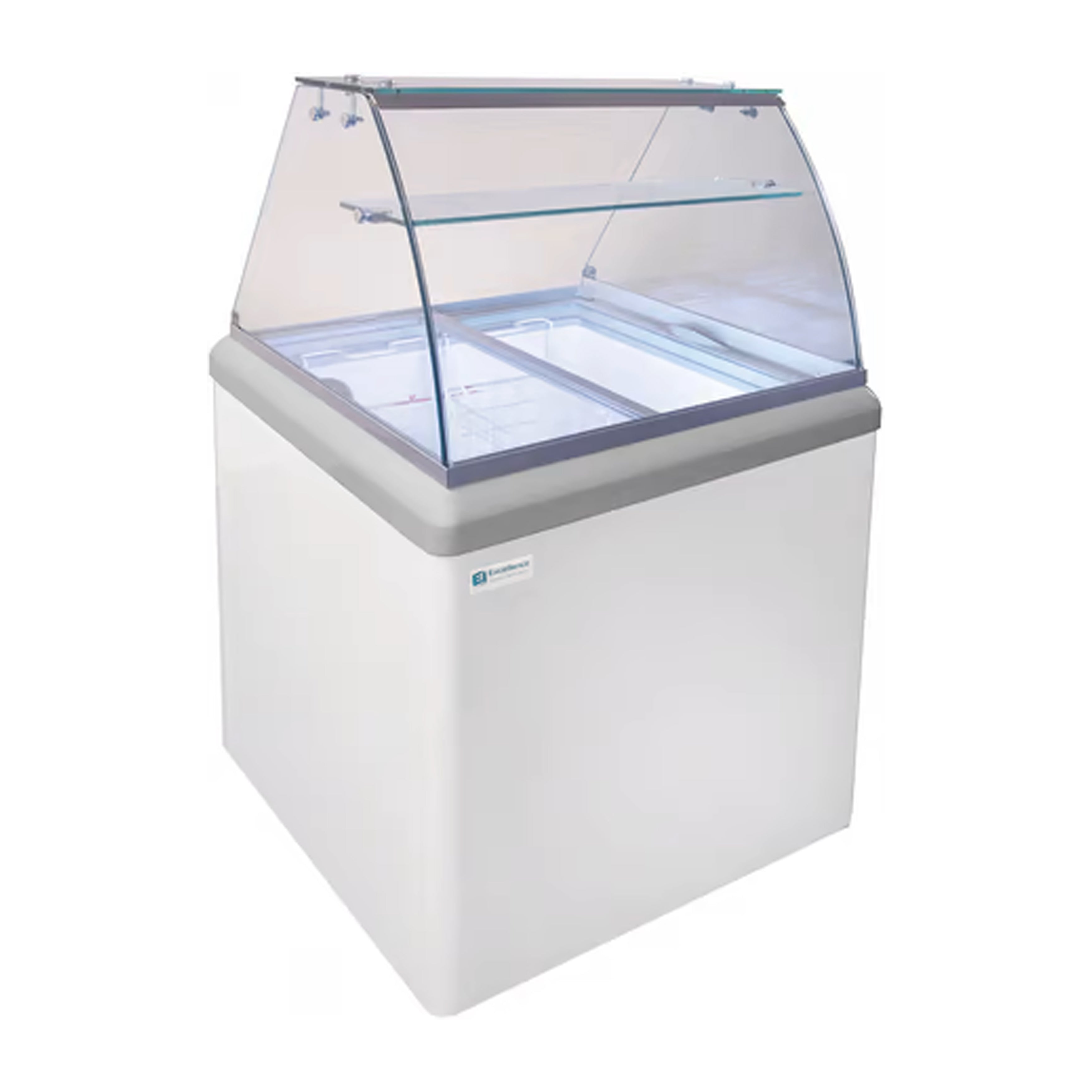 Excellence Industries - HBD-4HC, 28" Commercial Glass Door Ice Cream Dipping Cabinet Freezer (6) 3 Gallon Tubs 6.4 cu.ft.