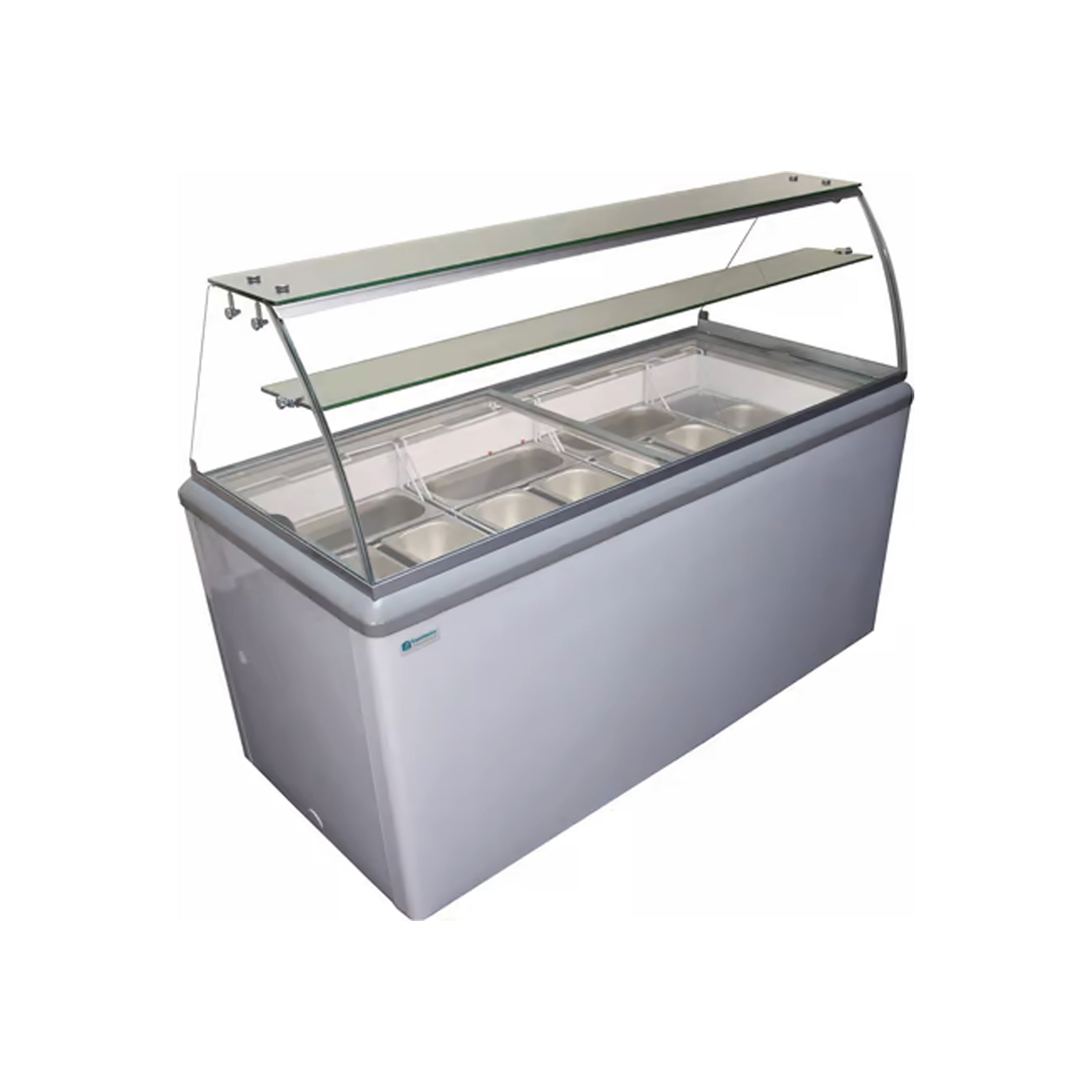 Excellence Industries - HBG-10HC, 59" Commercial Glass Door Ice Cream Dipping Cabinet Freezer (10) 5 Liter Pan 16.5 cu.ft.