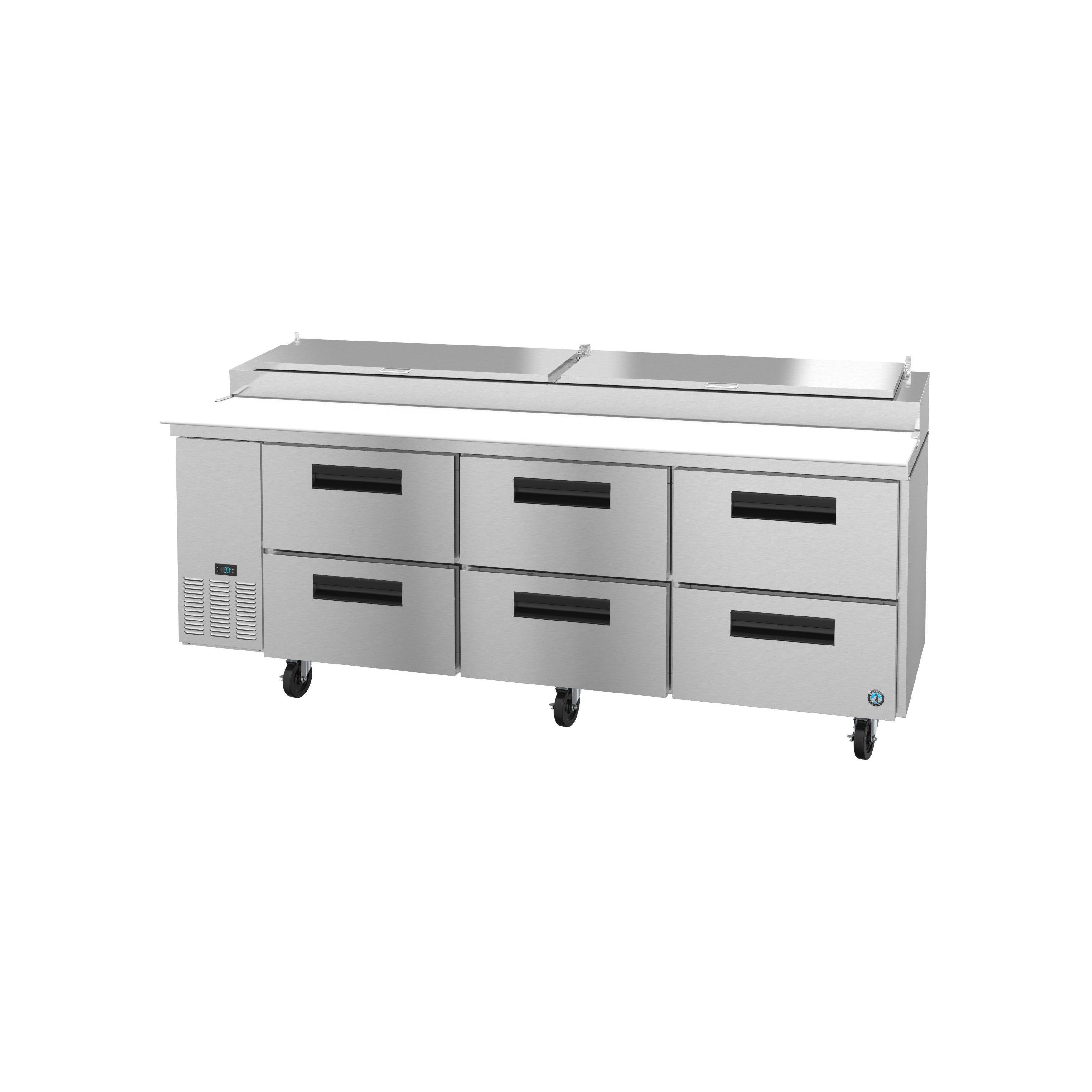 Hoshizaki - PR60B-D4, Commercial 60" Two Section Pizza Prep Table Refrigerator Stainless Drawers 16.63ct.ft.