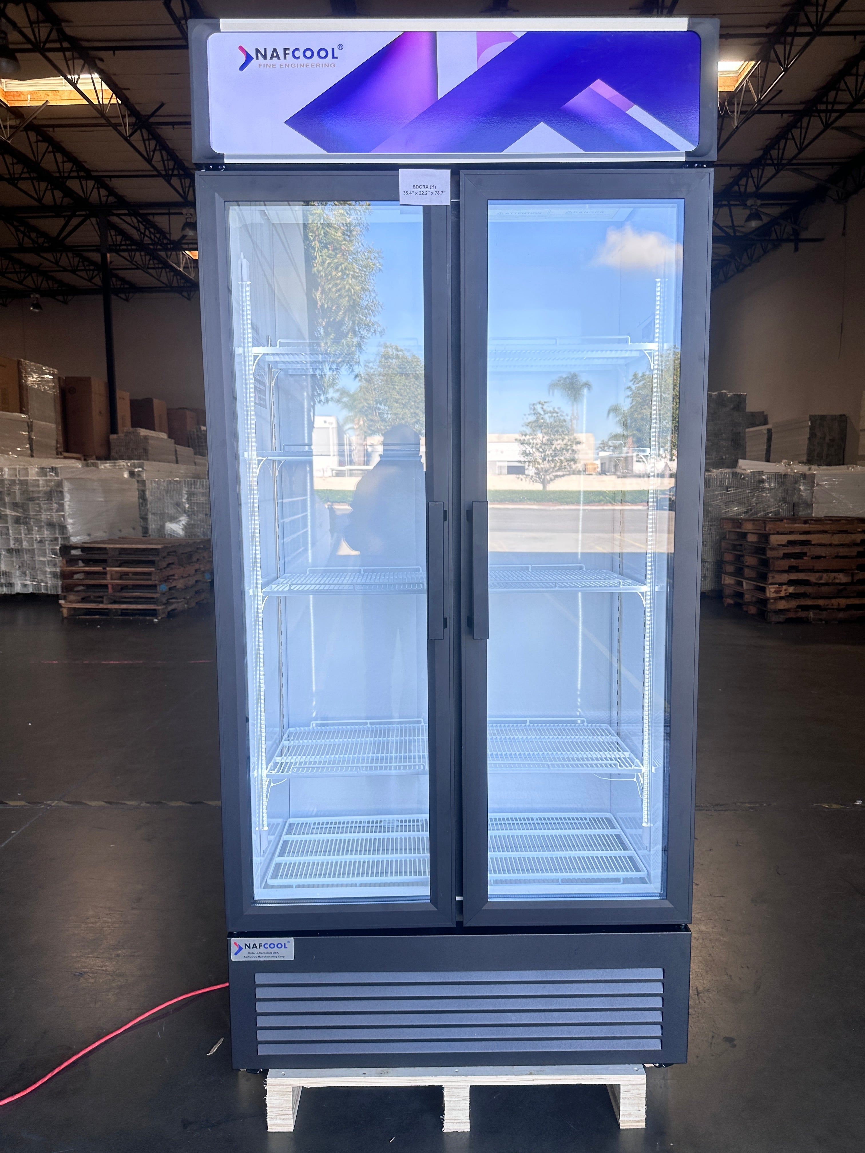 SGDRX(H) 36” Two Section Hinge Glass Door Merchandiser Refrigerator