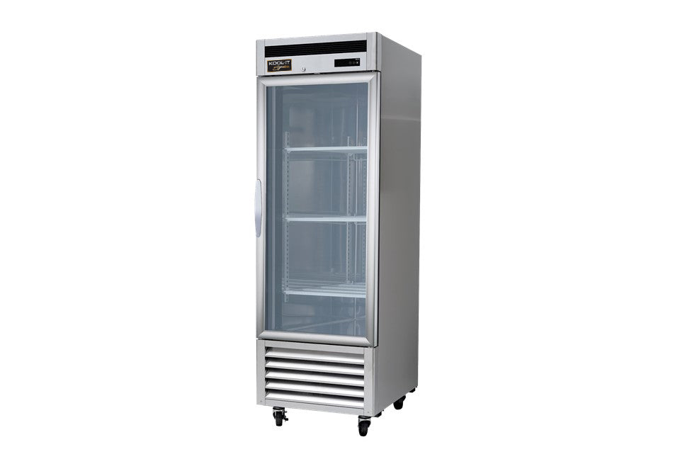 Kool-It - KBSR-1G, 26" Single Glass Door Refrigerator Bottom Mount