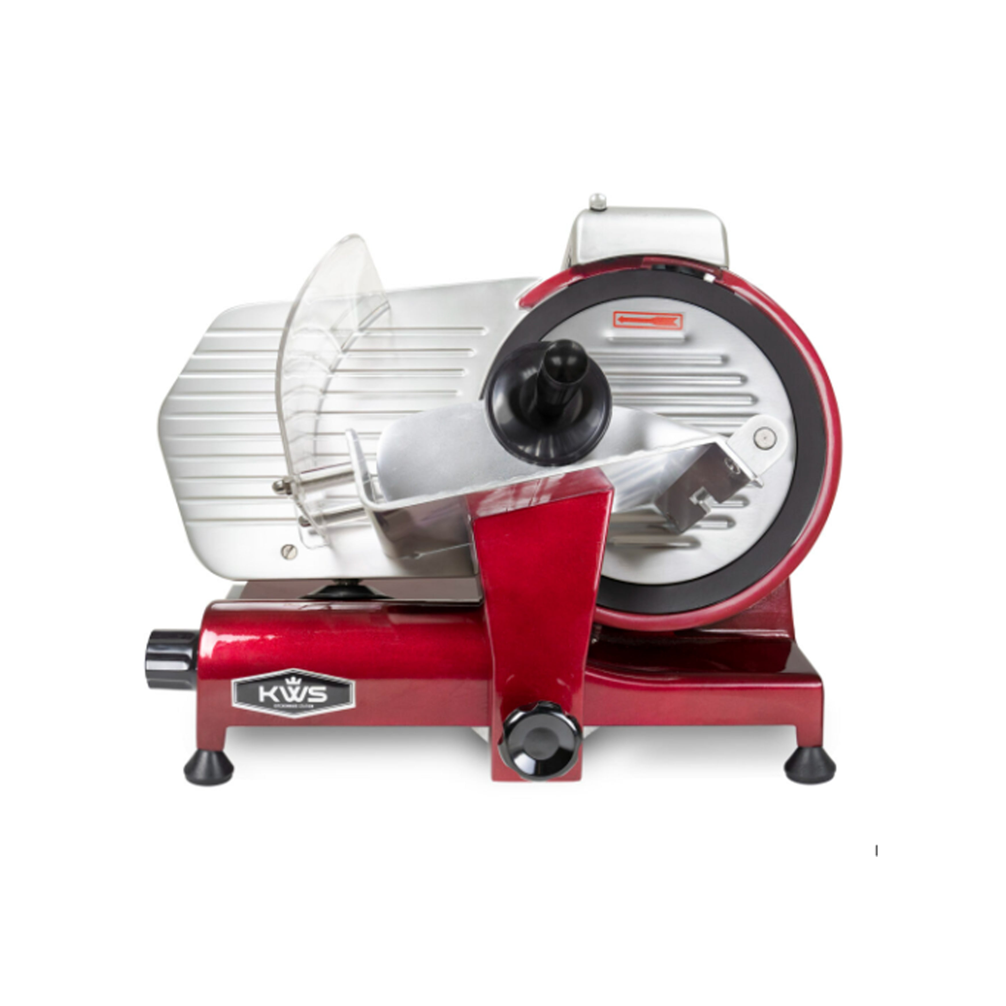 KWS - MS-10XT, Commercial 10″ Meat Slicer in Red Base with Teflon Blade