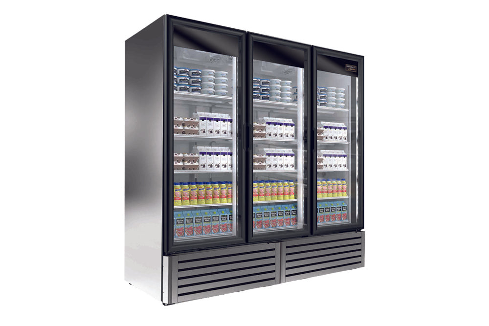 Kool-It - LX-74RS, 78" Triple Glass Door Stainless Steel Merchandiser Refrigerator