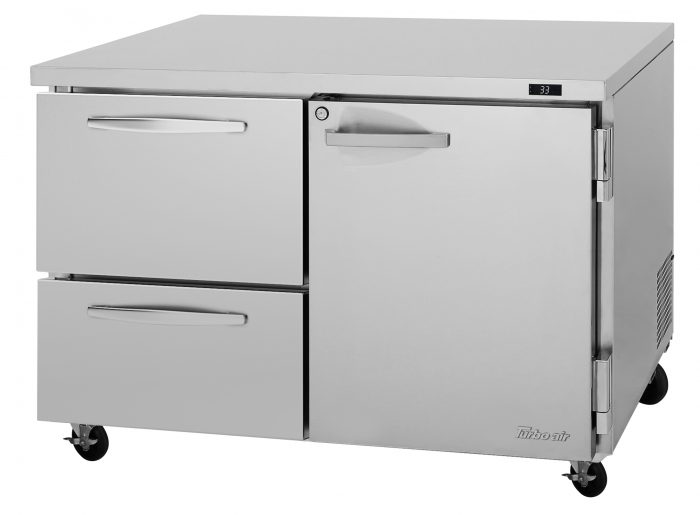 Turbo Air - PUR-48-D2R(L)-N, 2 Drawers+1 Right(Left) Hinged Door Undercounter Refrigerator