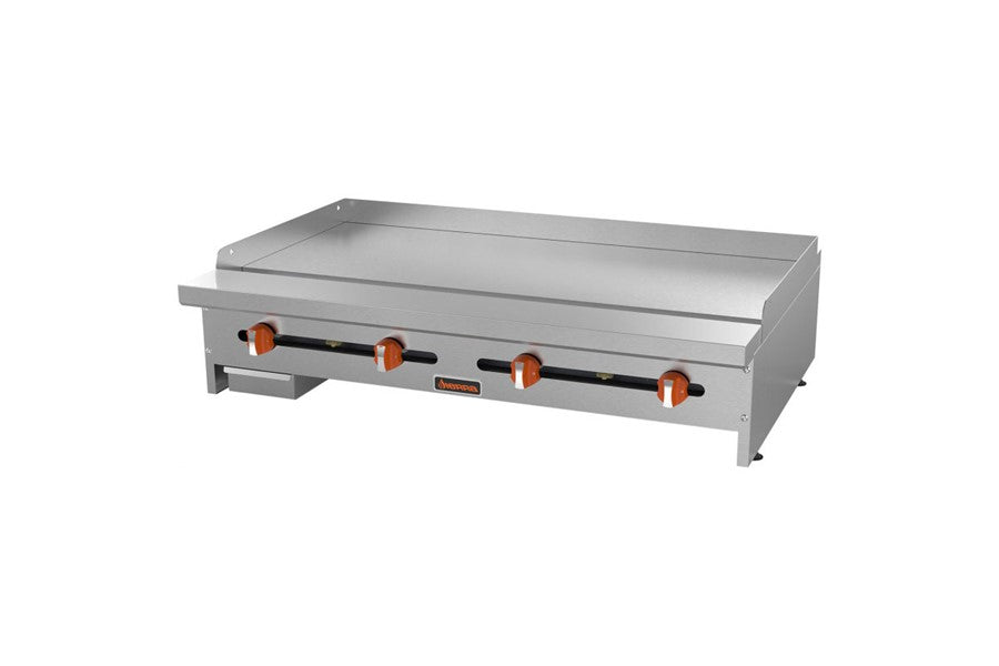 Sierra - SRMG-48, 48” Manual Griddles, 3/4” thick steel griddle plate, (2)“U” shaped burners, manual controls, s/s exterior, galvanized back, 4“ grease trough