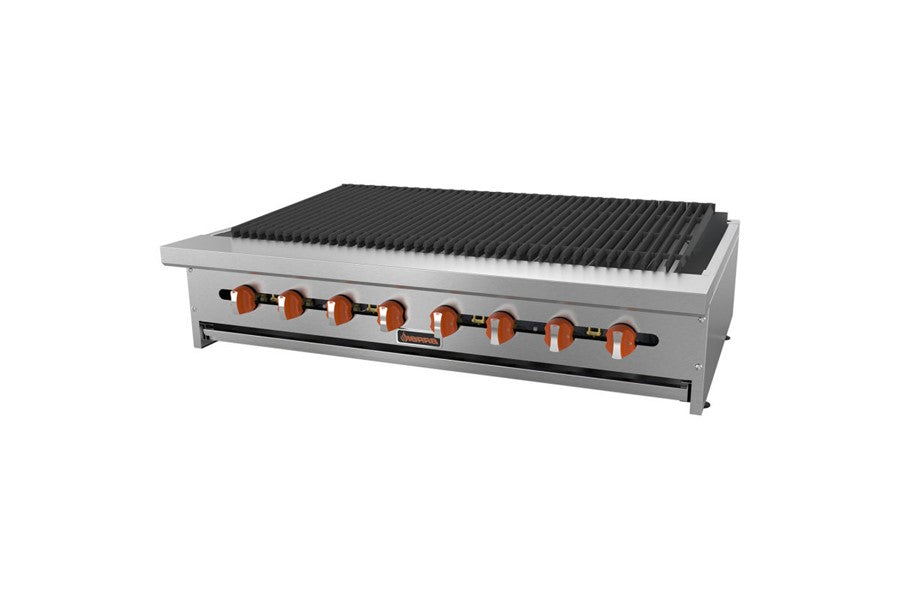 Sierra - SRRB-48, 48” Radiant Broiler, (8) steel “ ˜u t e d ” burners, with crumb tray