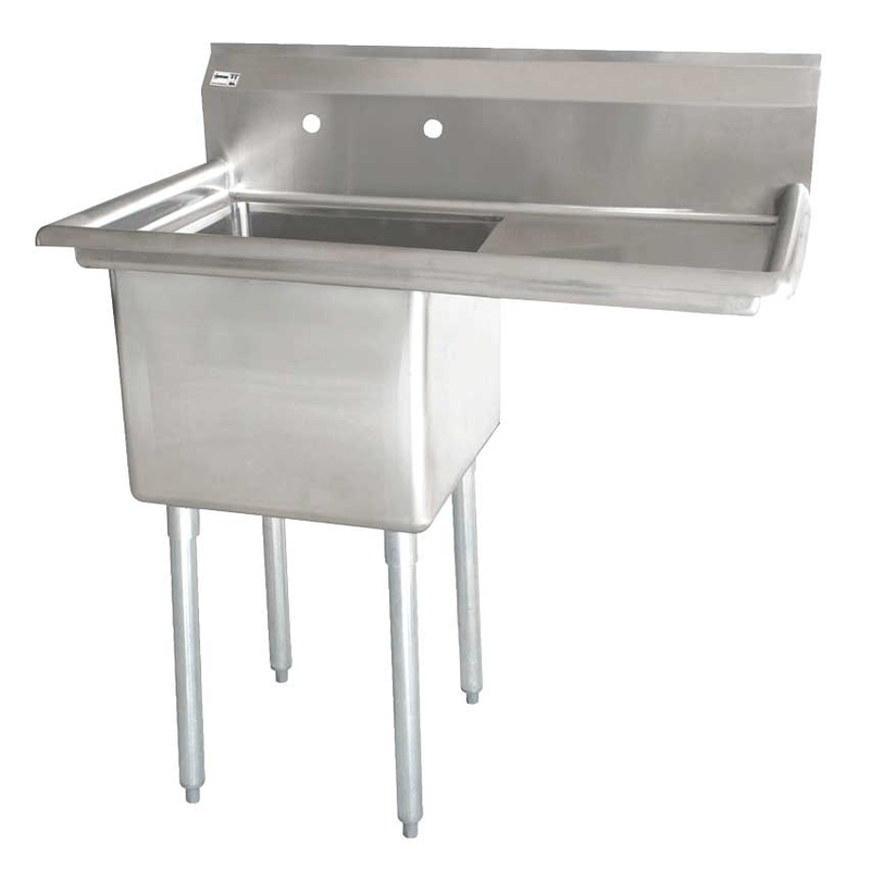 One Tub Pot Sink with 3.5 Inch Center Drain and Right Drain Board 43784