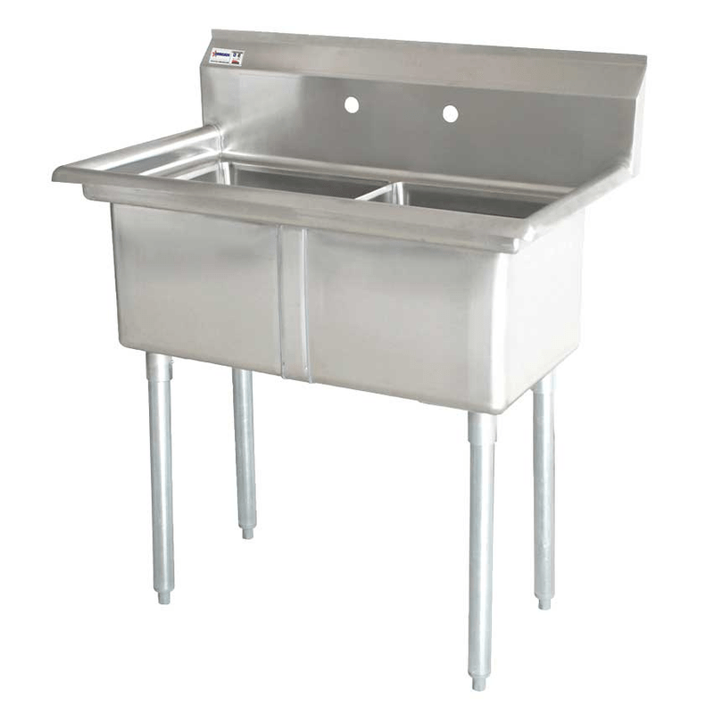 Two Tub Pot Sink with 3.5 Inch Center Drain and No Drain Board 43769
