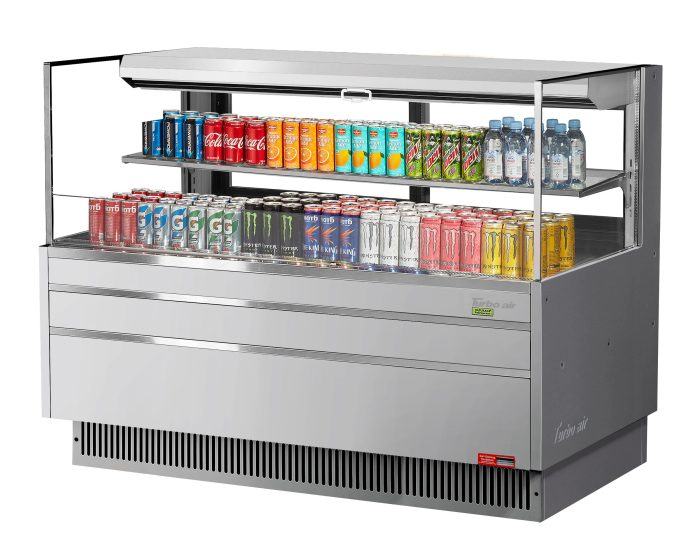 Turbo Air - TOM-60L-UFD-S-2S-N, 58-3/4"L Low Profile Glass Side Panel, Rear Sliding Door, 1 shelf - European Straight / Stainless Steel