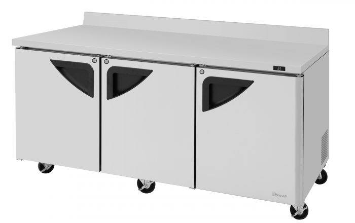 Turbo Air - TWR-72SD-N, 3 Solid Doors Worktop Refrigerator