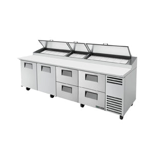 True TPP-AT-119D-4-HC, Commercial 119" Pizza Prep Table w/ Refrigerated Base, 115v