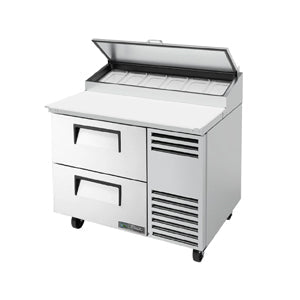 True TPP-AT-44D-2-HC~SPEC3, Commercial 44.75'' 2 Drawer Counter Height Refrigerated Pizza Prep Table