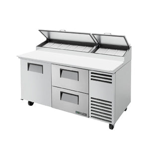 True TPP-AT-67D-2-HC, Commercial 67" Pizza Prep Table w/ Refrigerated Base, 115v