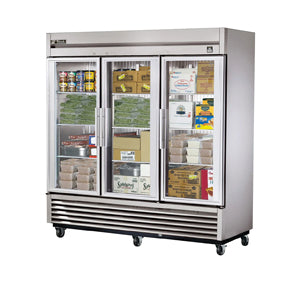 True TS-72FG-HC~FGD01, Commercial 78" Reach-In Freezer Glass Door 3 Section