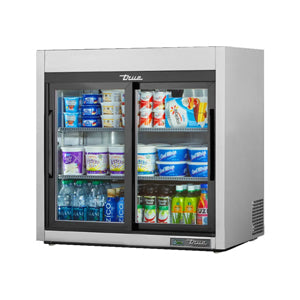 True - TSD-09G-HC-LD, Commercial 36" Glass Door Countertop Refrigerator Stainless Steel