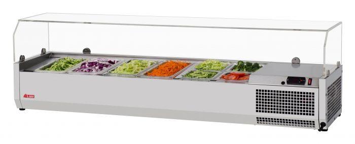 Turbo Air - CTST-1500G-13-N, Commercial E-Line Countertop Salad Table, with clear hood, 59″L