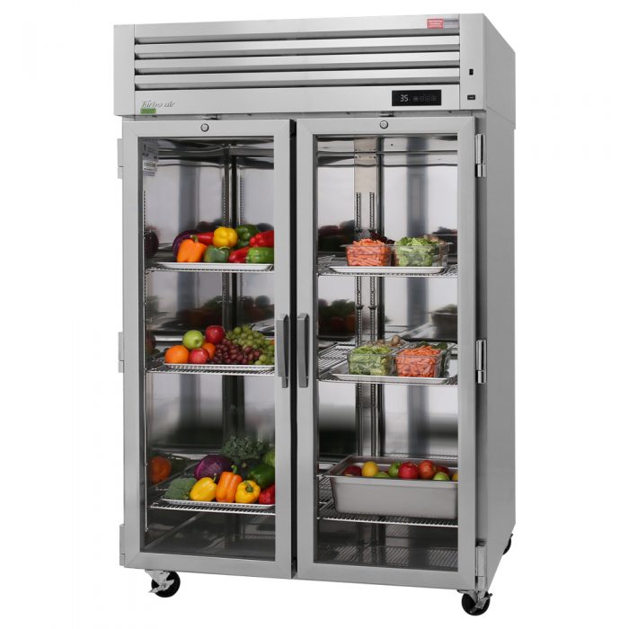 Turbo Air - PRO-50R-G-N, 51" Commercial 51" Reach-In Refrigerator 2 Glass Door PRO Series Section 47.36 cu. ft.