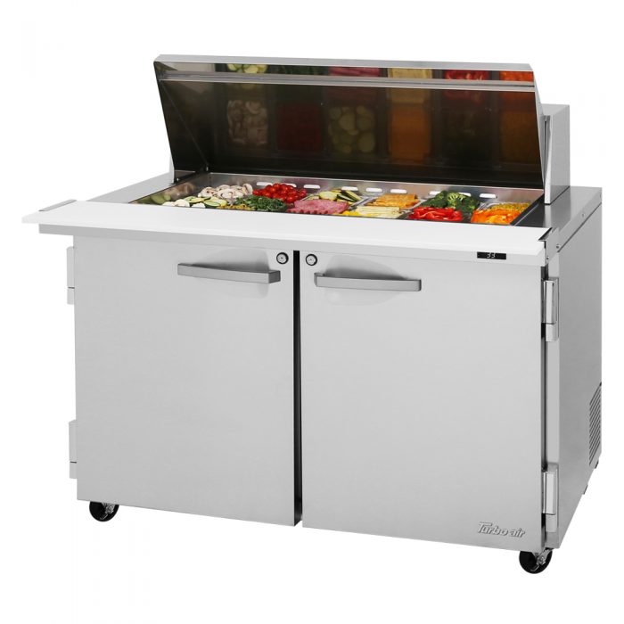 Turbo Air - PST-48-18-N, Commercial 48" PRO Series Mega Top Sandwich/Salad Prep Table, two-section