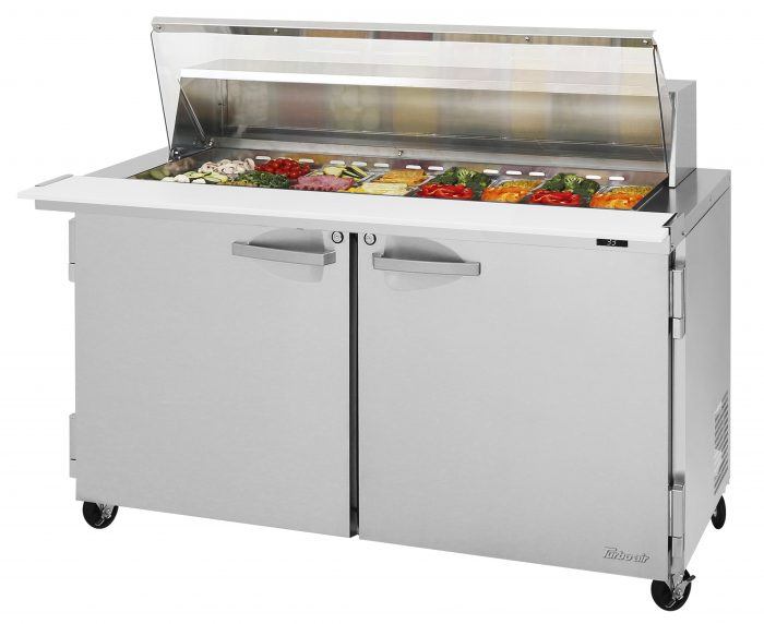 Turbo Air - PST-60-24-N-CL, Commercial PRO Series Mega Top Sandwich/Salad Prep Table-Clear Lid, two-section