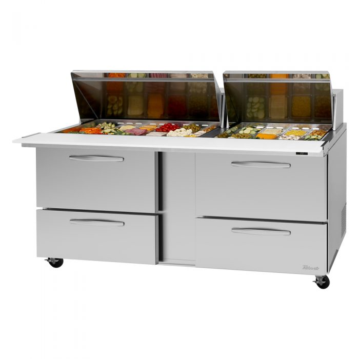 Turbo Air - PST-72-30-D4-N, Commercial PRO series, Food prep table, Mega top unit-drawers