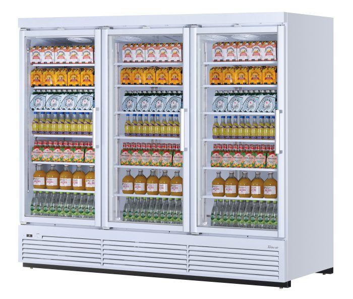 Turbo Air - TJMR-85SDW(B)-N, Commercial Super Deluxe Refrigerated Merchandiser, three-section, 97 cu. ft.