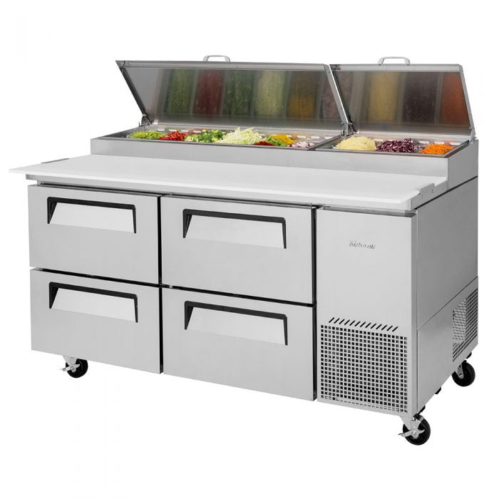 Turbo Air - TPR-67SD-D4-N, Commercial Super Deluxe pizza prep table, Two-section