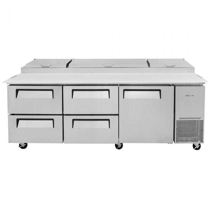 Turbo Air - TPR-93SD-D4-N, Commercial Super Deluxe pizza prep table, Three-section