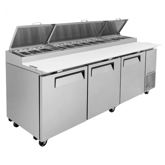 Turbo Air - TPR-93SD-N, Commercial Super Deluxe pizza prep table, Three-section