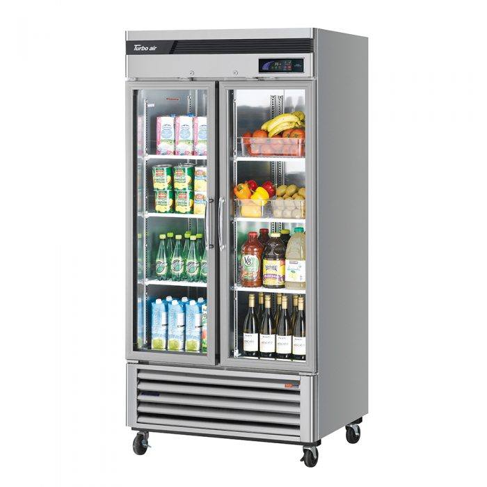 Turbo Air - TSR-35GSD-N, Commercial Super Deluxe Glass Door Refrigerator, Two-section