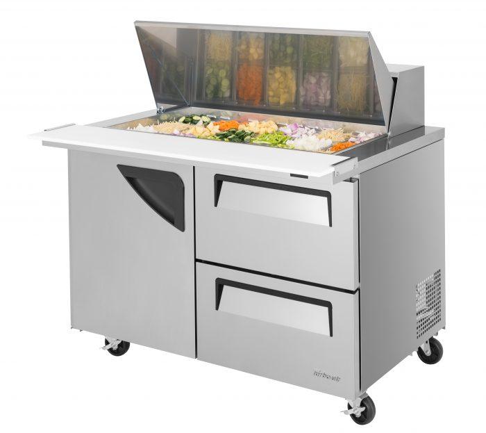 Turbo Air - TST-48SD-18-D2-N, commercial Super Deluxe Series Mega Top Sandwich/Salad Prep Table, two-section