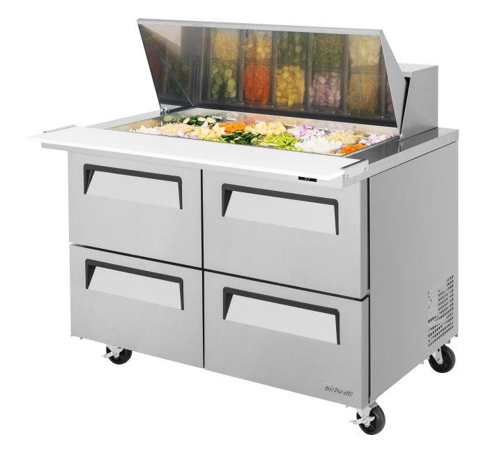 Turbo Air - TST-48SD-18-D4-N, Commercial Super Deluxe Series Mega Top Sandwich/Salad Prep Table, two-section