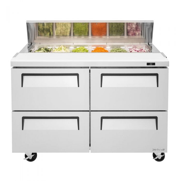 Turbo Air - TST-48SD-D4-N, Commercial Super Deluxe Sandwich Salad Unit Mega Top Two-section 12 cu. ft