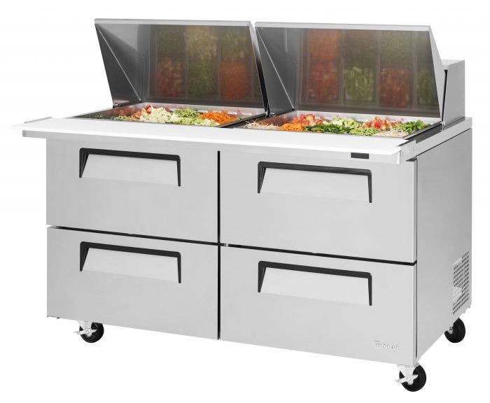 Turbo Air - TST-60SD-24-D4-N, Commercial Super Deluxe Series Mega Top Sandwich/Salad Prep Table, two-section