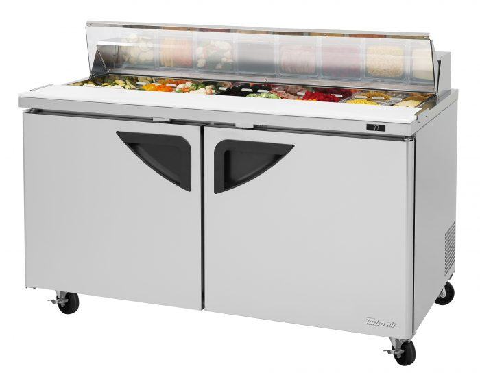 Turbo Air - TST-60SD-N-CL, Commercial Super Deluxe Sandwich/Salad Prep Table Unit with Clear Lid, two-section