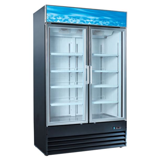 U-Star - USRFS-2DS/B, Merchandiser Refrigerator 2 Door 26" Deep 48" Wide 81" High - Black